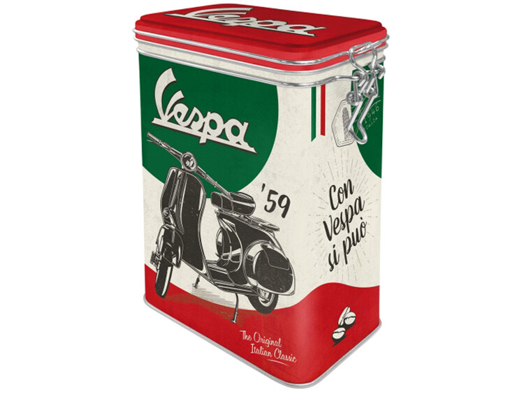 Levně Plechová dóza s klipem Plechová dóza s klipem Vespa - The Italian Classic, 1,3 l