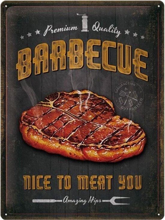 Levně Plechová cedule Barbecue - Nice To Meat You, 30 x 40 cm