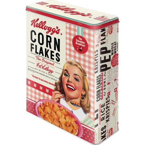 Levně Plechová dóza Plechová dóza XL Kellogg‘s - Girl Corn Flakes Collage, 4 l