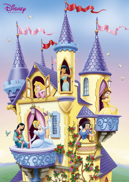 Ingelijste poster Disney princess - castle