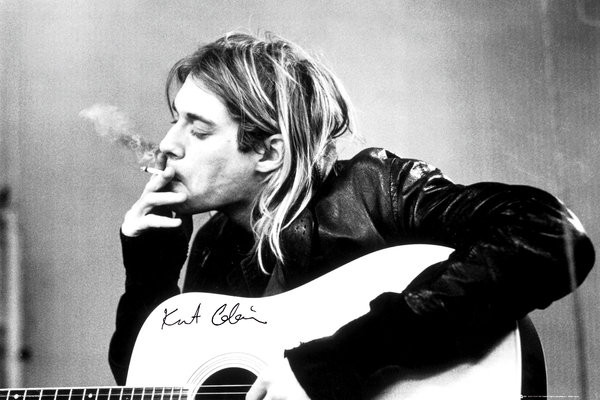 Gerahmte Poster Kurt Cobain - smoking