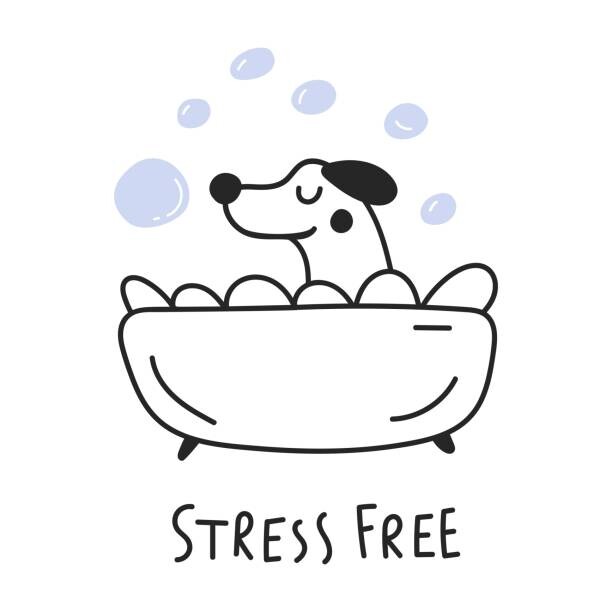 Levně Plakát, Obraz - Cute dog taking a bath. Stress free., Igor Levin, 40 × 40 cm