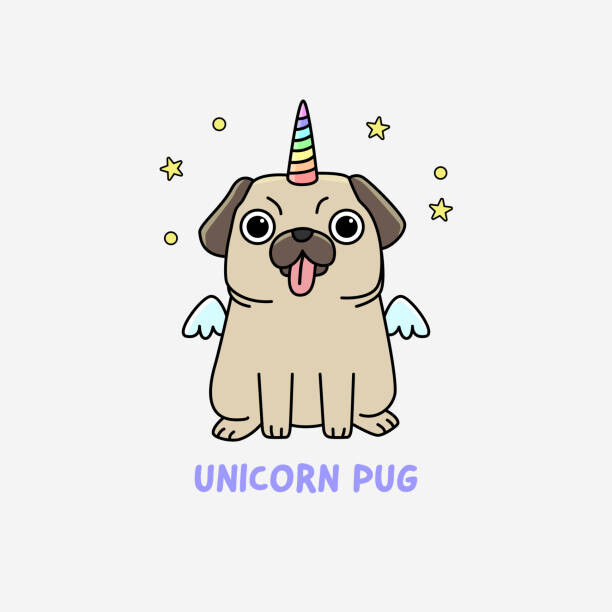Levně Plakát, Obraz - Funny unicorn pug, Panuwach, 40 × 40 cm