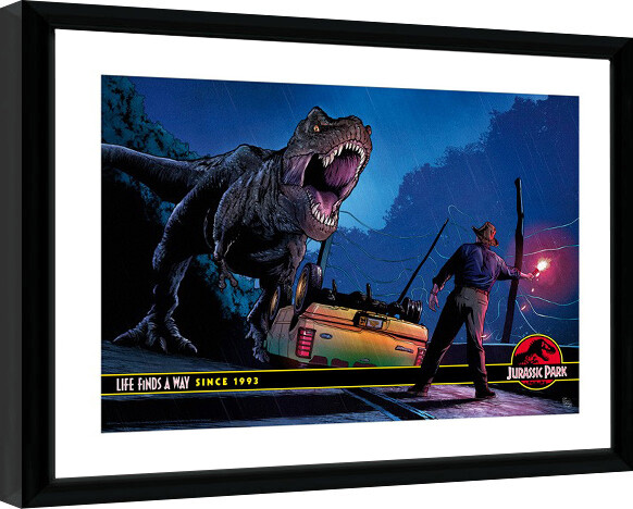 Ingelijste poster Jurassic Park - Alan Grant & T-Rex