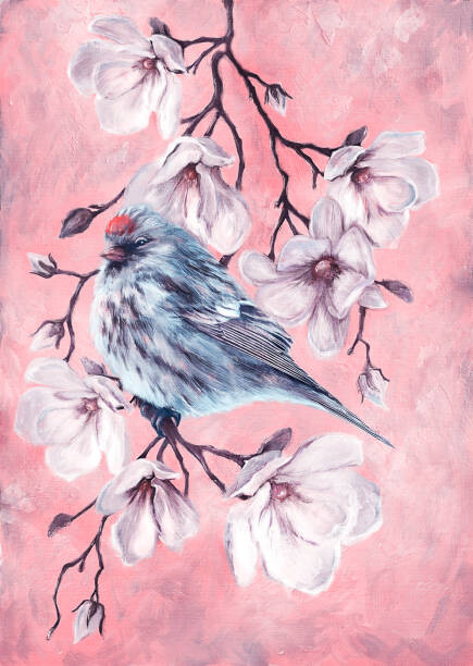 Plakát, Obraz - Small Bird on the branch of, oxygen, 30 × 40 cm