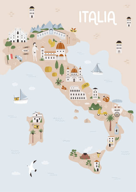 Levně Plakát, Obraz - Vector illustration of map of Italy, undefined undefined, 30 × 40 cm