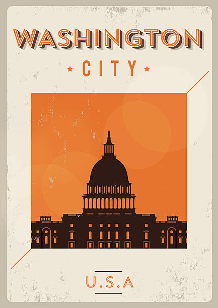 Levně Plakát, Obraz - Typographic Washington City Poster Design, kursatunsal, 30 × 40 cm