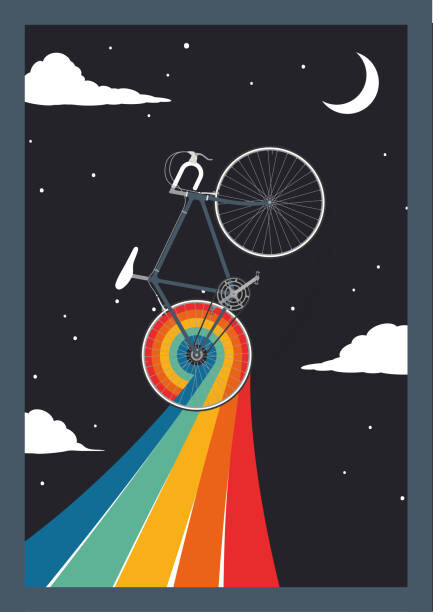 Ilustrace cycling to the moon, martinwimmer, 30 × 40 cm