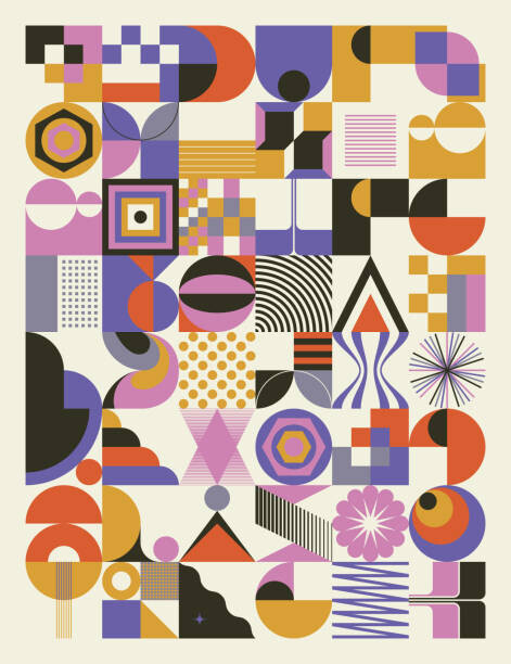 Levně Plakát, Obraz - Bauhaus Inspired Graphic Pattern Artwork Made, pressureUA, 30 × 40 cm