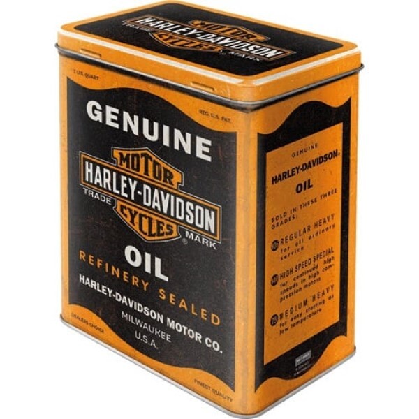 Levně Plechová dóza Plechová dóza Harley Davidson - Genuine Oil, 14 x 20 x 10 cm