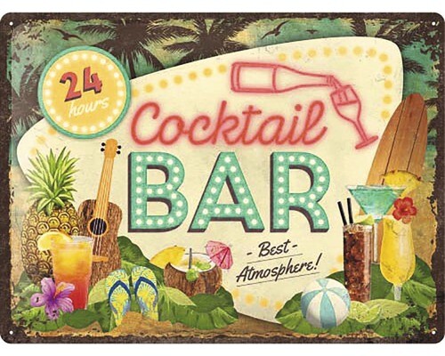 Metallschild 24h Cocktail Bar