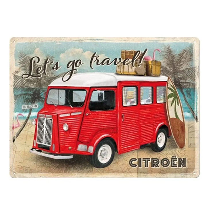 Levně Plechová cedule Citroen Type H - Let is go travel, 40 x 30 cm