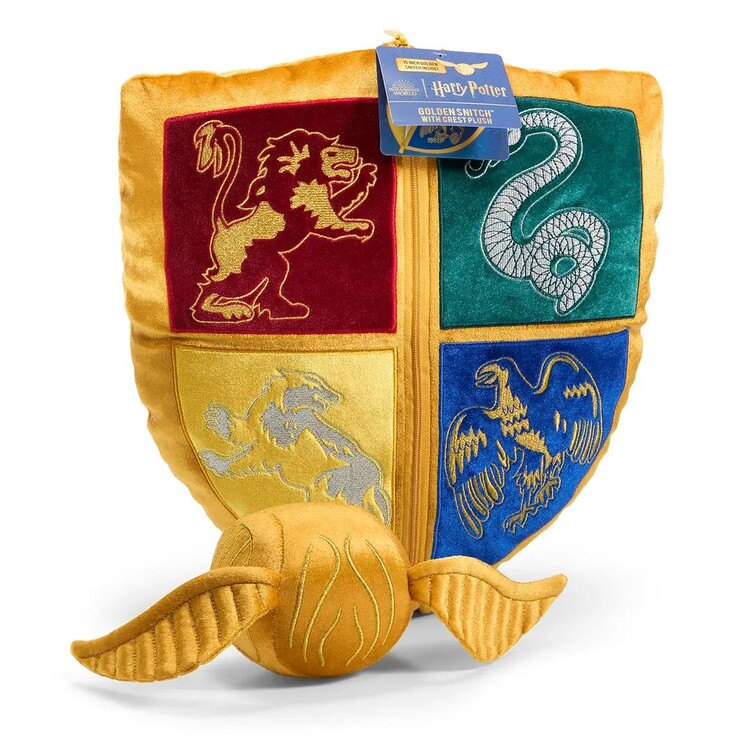Levně Plyšák Harry Potter - Hogwarts Crest and Golden Snitch, 36 x 33 x 18 cm