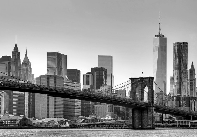 Carta da parati New York - Brooklyn Bridge (B&W)