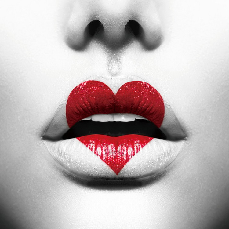 Glasbilder Lips - Heart