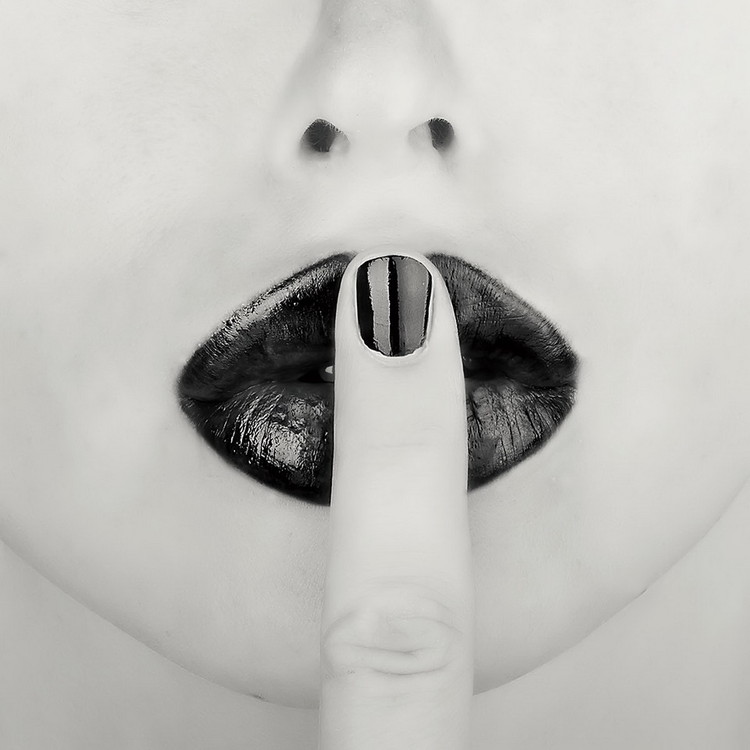Glasbilder Lips - Shhh