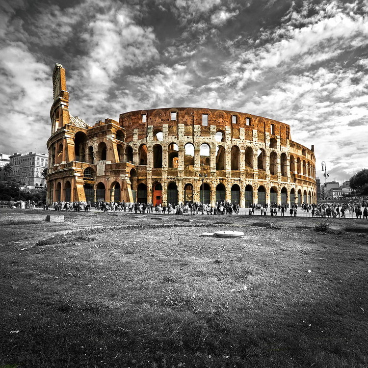 Glasbilder Colosseum - b&w