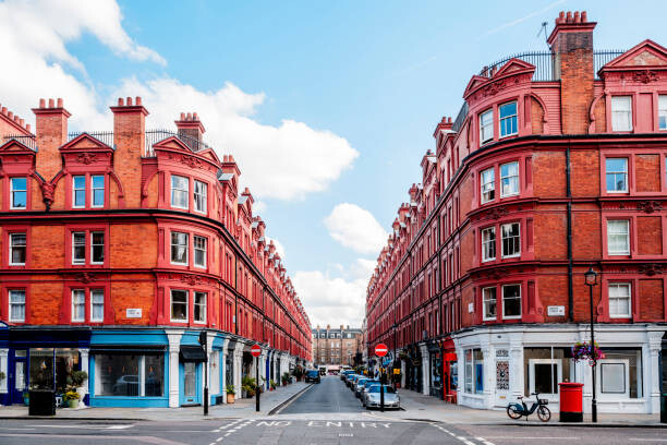 Fotografie Red townhouses in Marylebone, London, UK, © Marco Bottigelli, 40 × 26.7 cm