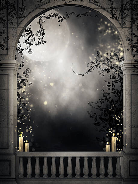 Levně Plakát, Obraz - Fantasy balcony with candles, FairytaleDesign, 30 × 40 cm