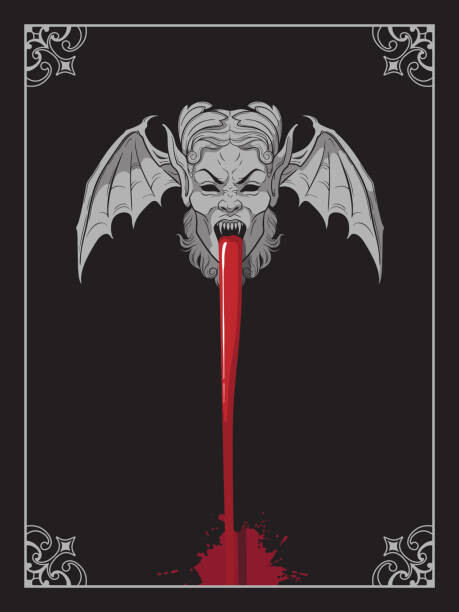 Levně Plakát, Obraz - Vampire head with wings stone element,, Dariia Karpova, 30 × 40 cm