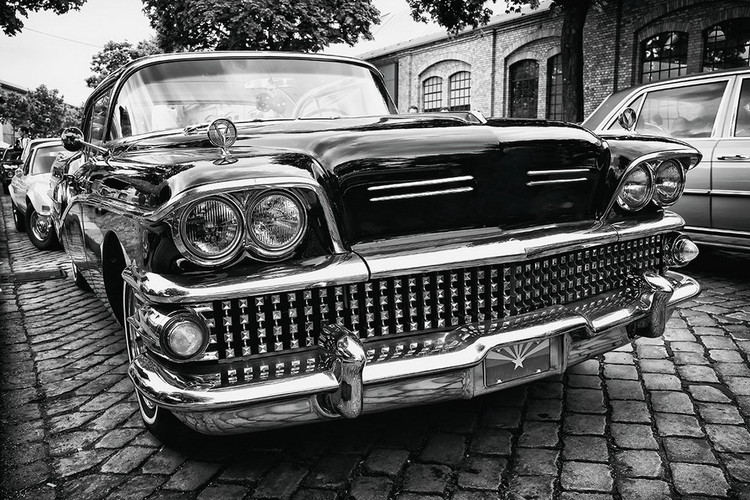 Skleněný Obraz Auta - Černý Cadillac