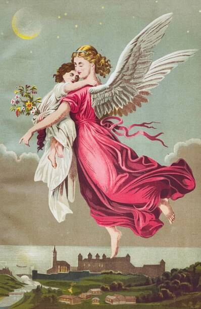 Levně Plakát, Obraz - Angel holding a girl flying away, clu, 26.7 × 40 cm