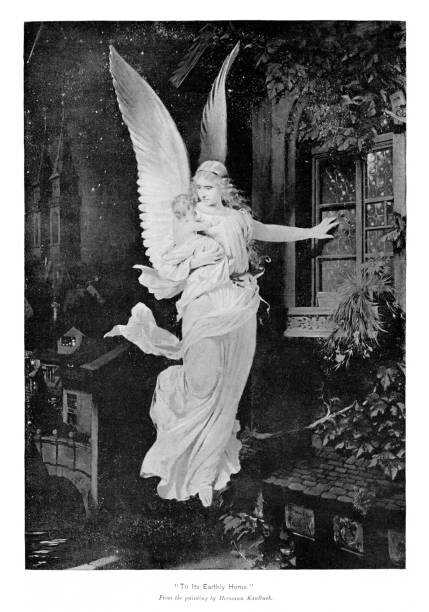 Levně Plakát, Obraz - Angel Delivers a Baby to a House, Christine_Kohler, 26.7 × 40 cm
