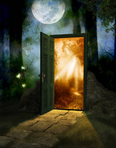 Levně Plakát, Obraz - Magical Fairy Wood with Door to New World, ratpack223, 30 × 40 cm