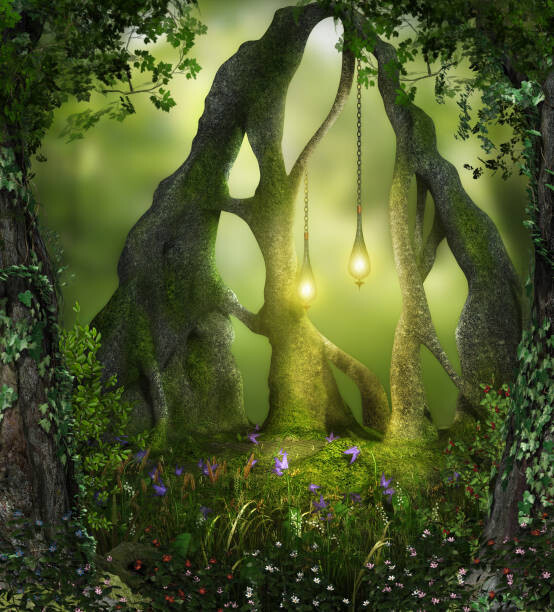 Levně Plakát, Obraz - Magical Forest Fairy Lights, ratpack223, 40 × 40 cm