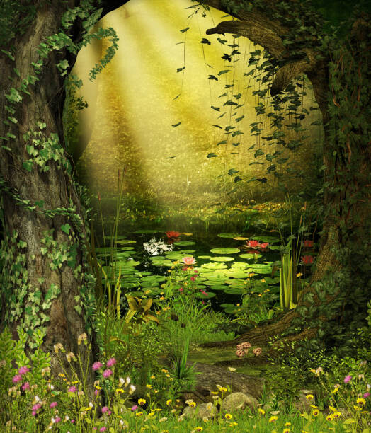 Levně Plakát, Obraz - Enchanted Fairy Woods Pond, ratpack223, 34.2 × 40 cm