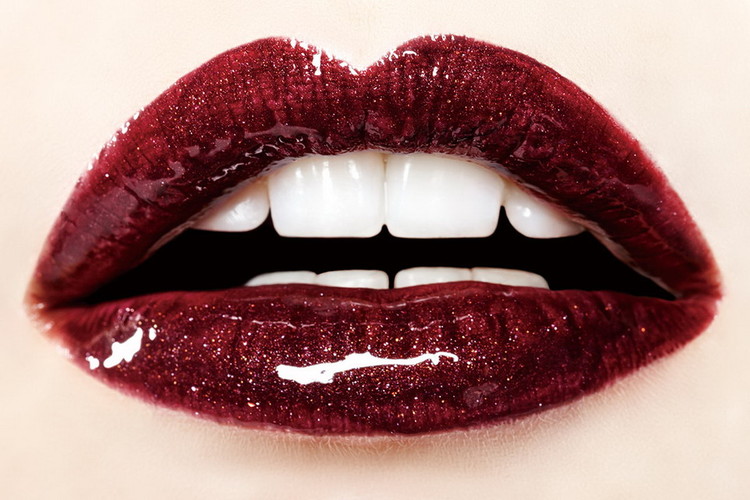 Glasbilder Dark Red Lips - Passion