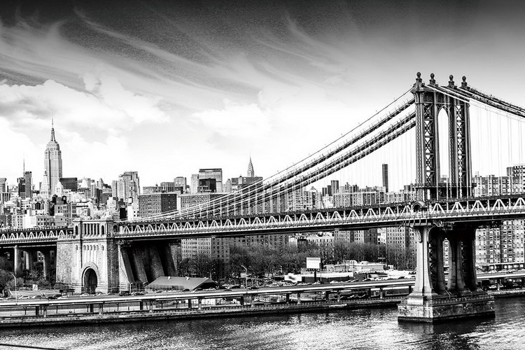 Glasbilder Black and White City