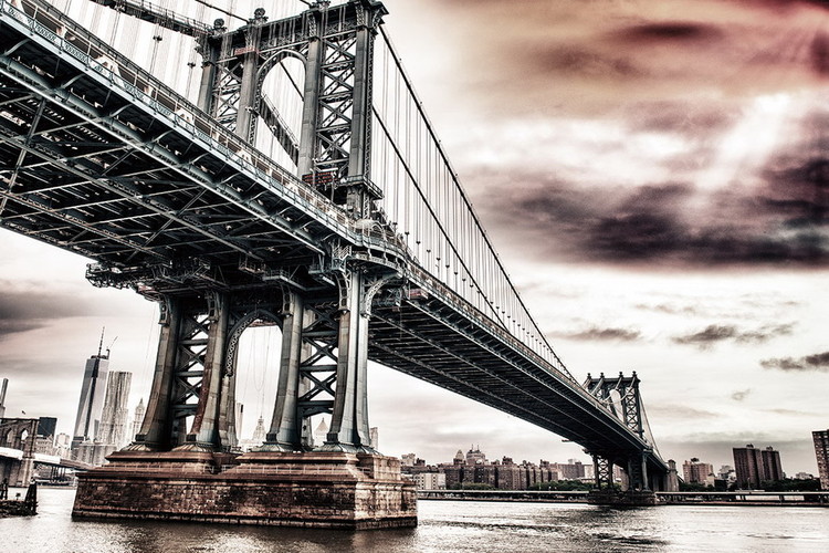 Glasbilder New York - Brooklyn Bridge, Apocalypse