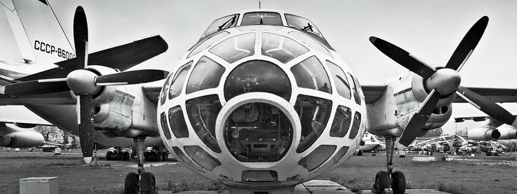 Glasbilder Plane - Black and White