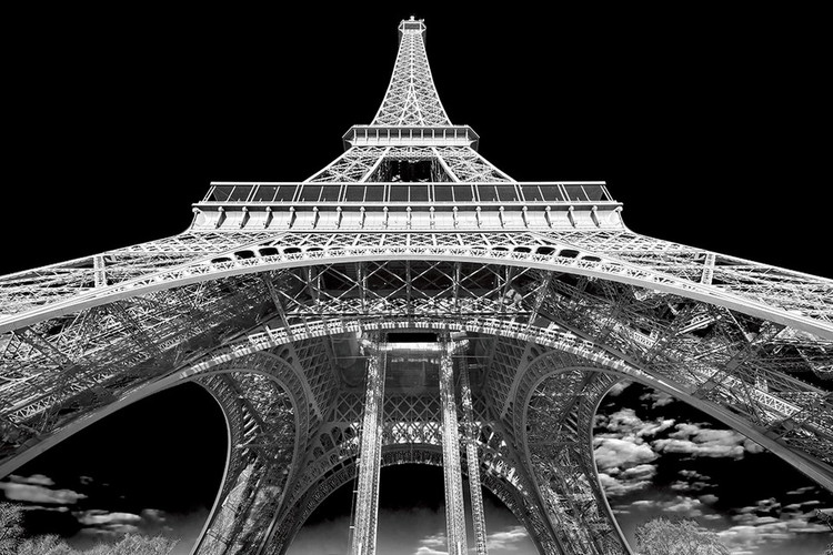 Glasschilderij Paris - Eiffel Tower b&w study