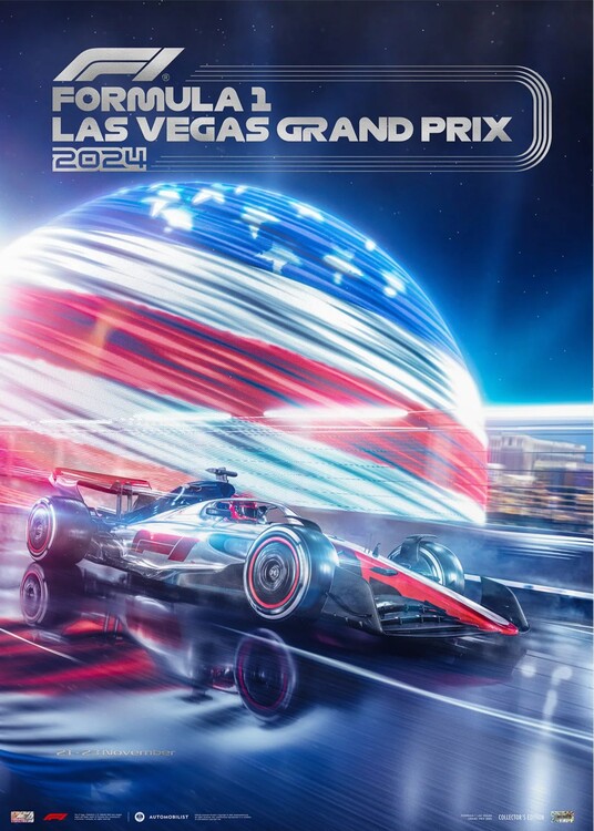 Levně Umělecký tisk Formula 1 - Las Vegas Grand Prix - City of Lights - 2024, 50 × 70 cm