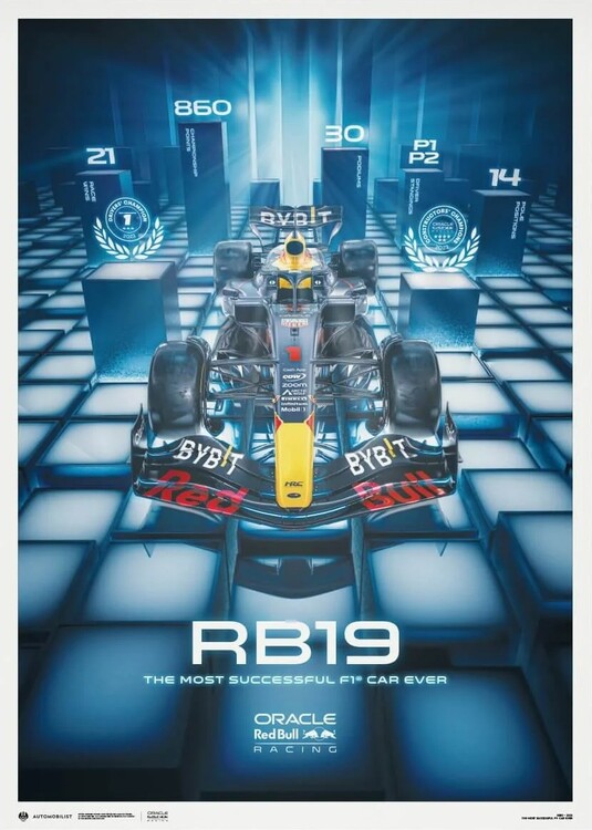 Levně Umělecký tisk Oracle Red Bull Racing RB19 - 2023 The Most Successful F1® Car Ever - Red Bull, 40 × 50 cm