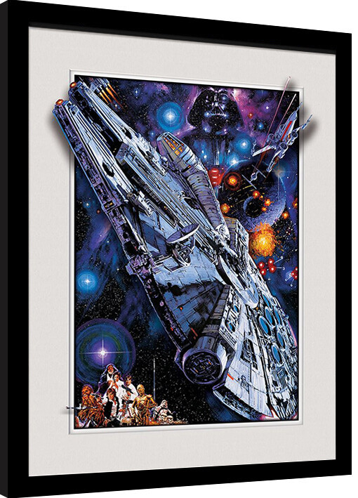 Inramad poster Star Wars - Millenium Falcon