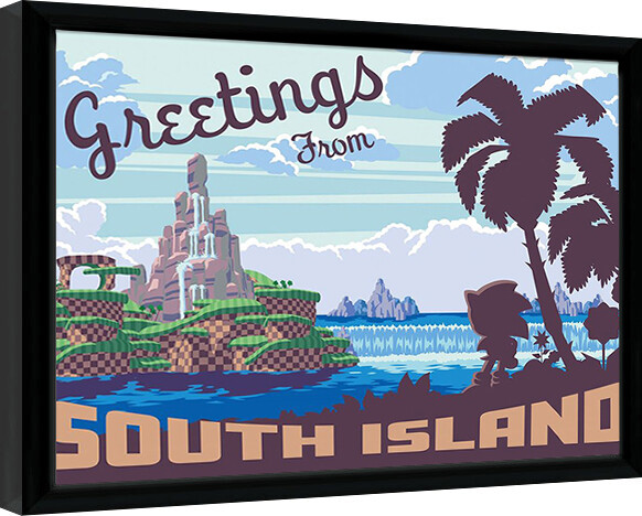 Ingelijste poster Sonic the Hedgehog - Greetings from South Isladn