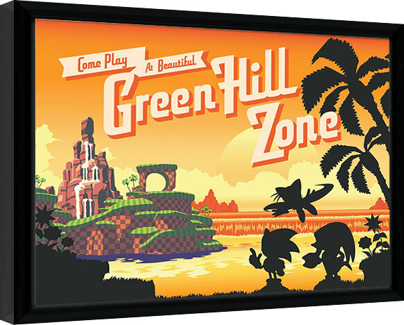 Gerahmte Poster Sonic the Hedgehog - Green Hell Sunset