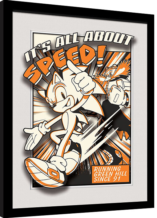 Inramad poster Sonic - All About Speed