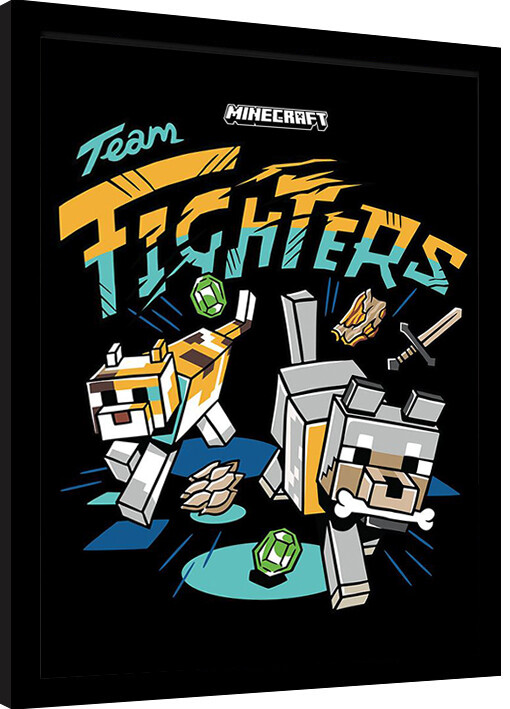 Ingelijste poster Minecraft - Team Fighters