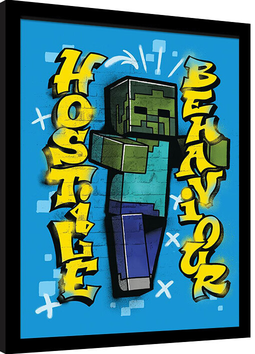Rámovaný plakát Minecraft - Hostile Behaviour