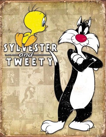 Metallschild Tweety & Sylvester - Retro