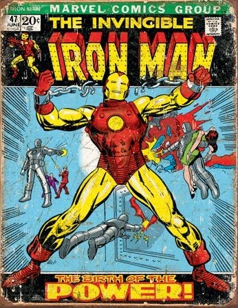 Metallschild Iron Man Comic - Cover