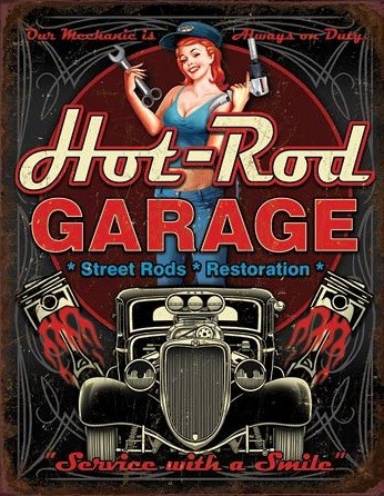 Metallschild Hot Rod Garage - Pistons