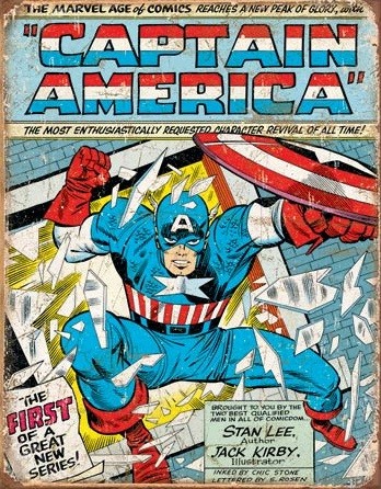 Metallschild Captain America Comic - Cover