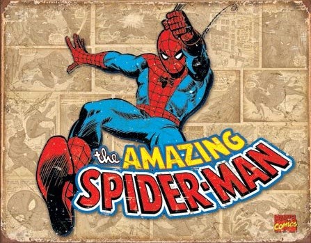 Metallschild Spider-Man - Retro Panels