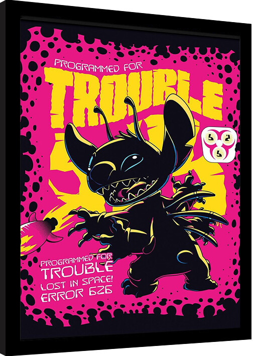 Rámovaný plakát Stitch - Trouble