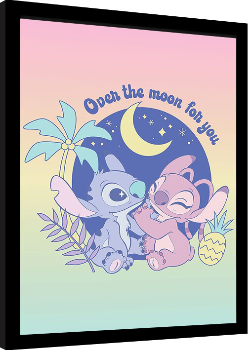 Indrammet plakat Stitch - Over The Moon